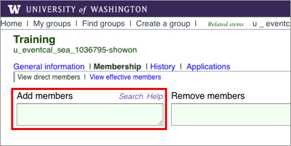 Add members field in UW Groups interface