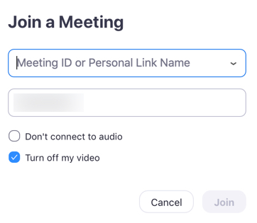 Join meeting screen where user enters meeting ID