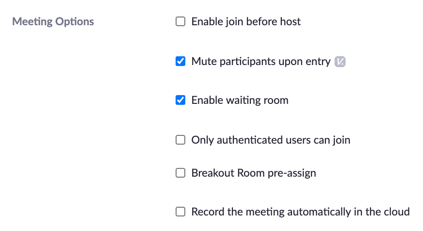 Individual meeting settings